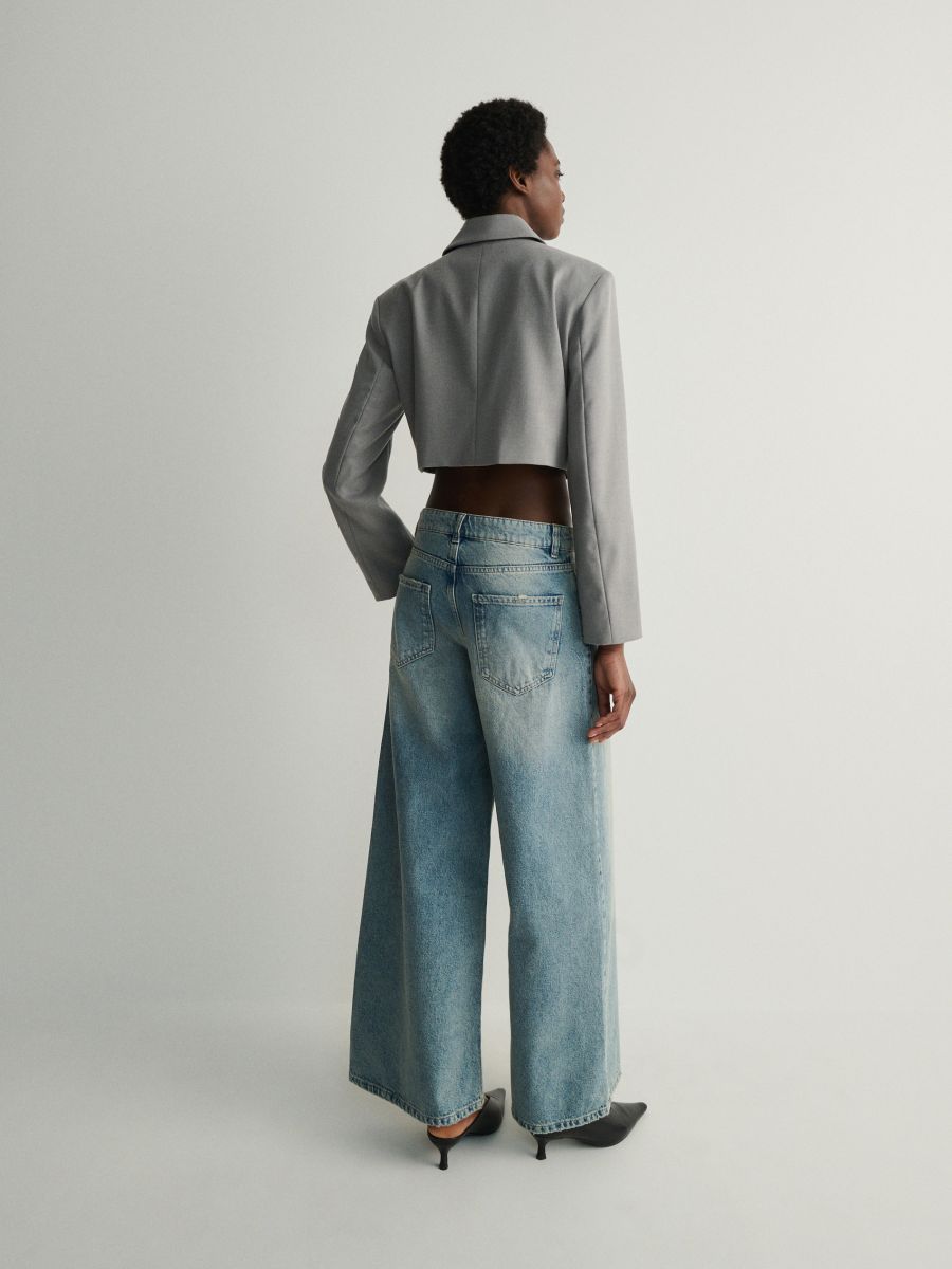 Jacket with a classic collar - light grey - RESERVED - 4