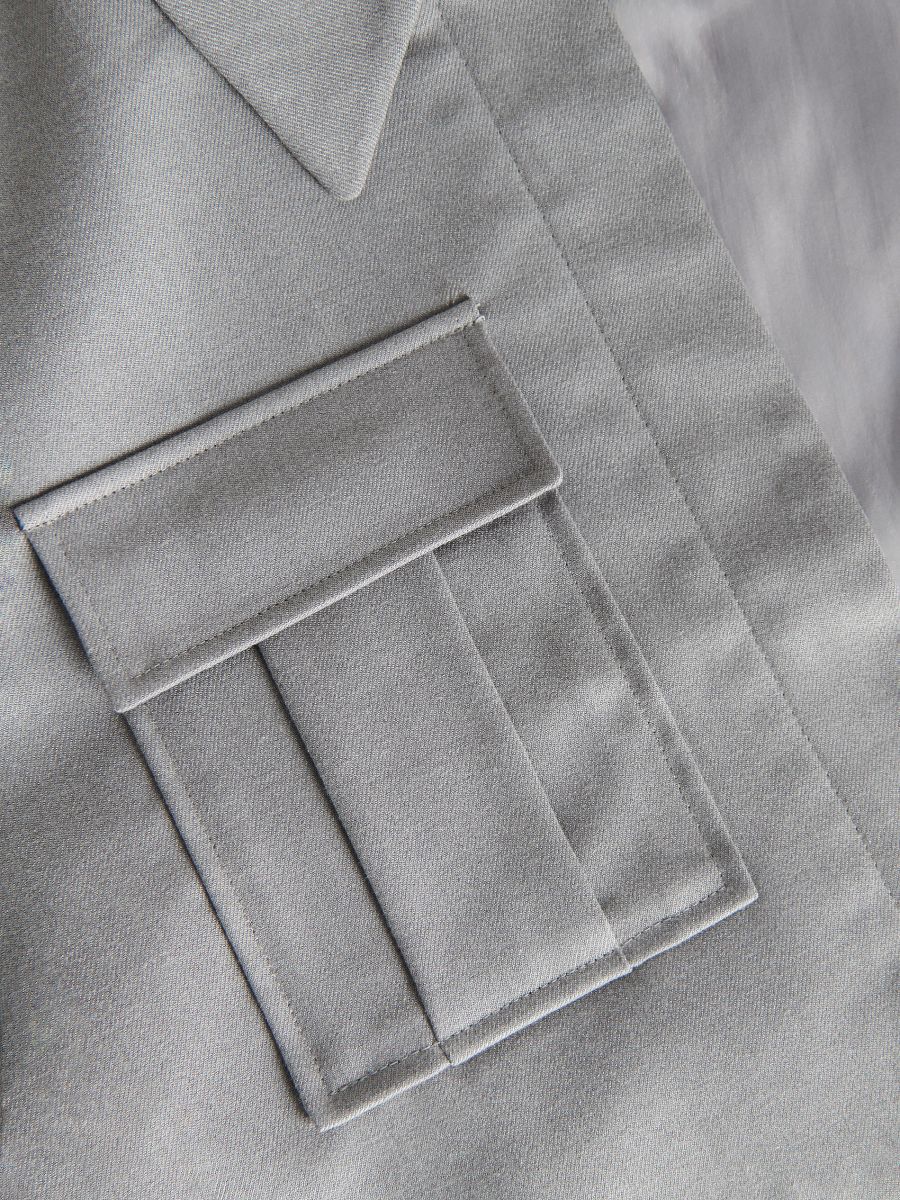 Jacket with a classic collar - light grey - RESERVED - 6