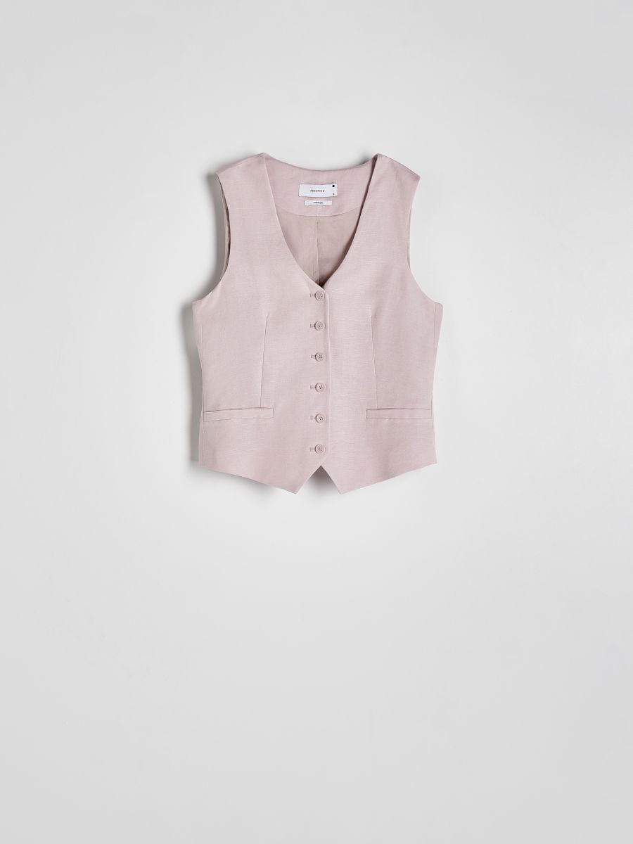 Linen rich vest with viscose blend - dusty rose - RESERVED - 6
