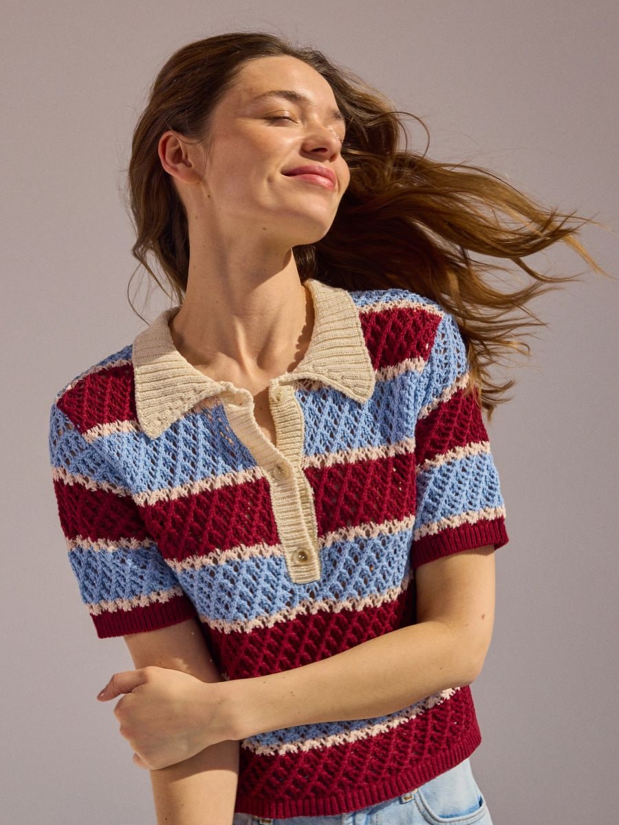 Oberteil im Polo-Stil aus Jersey - bunt - RESERVED