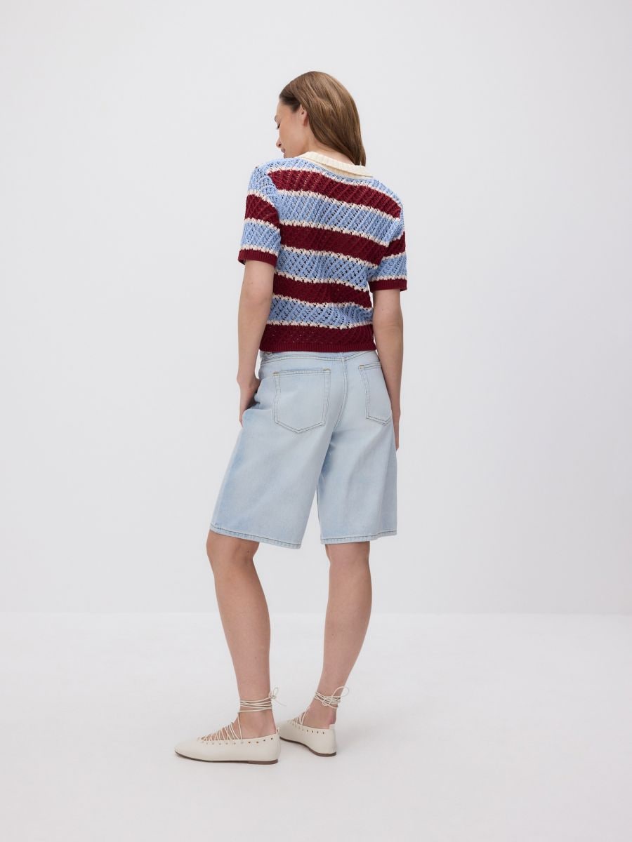 Jerseybluse i polostil - flerfarvet - RESERVED - 6