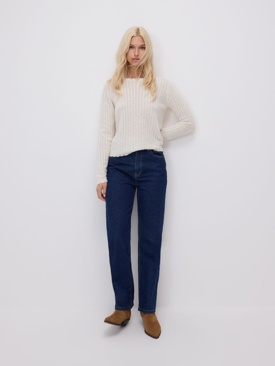 Decorative knit jumper - nude - RESERVED