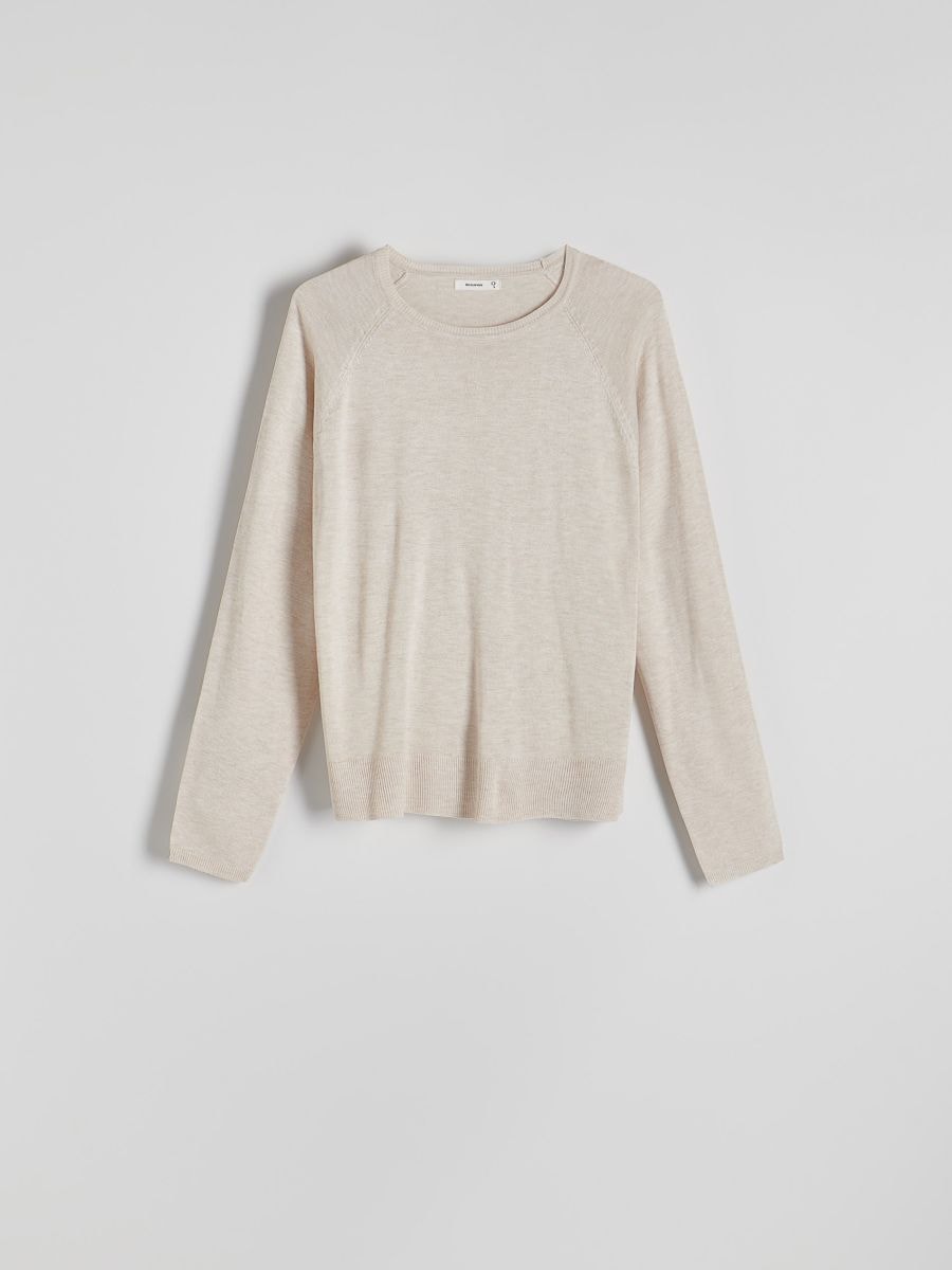 Pull simple en viscose majoritaire - beige - RESERVED - 4