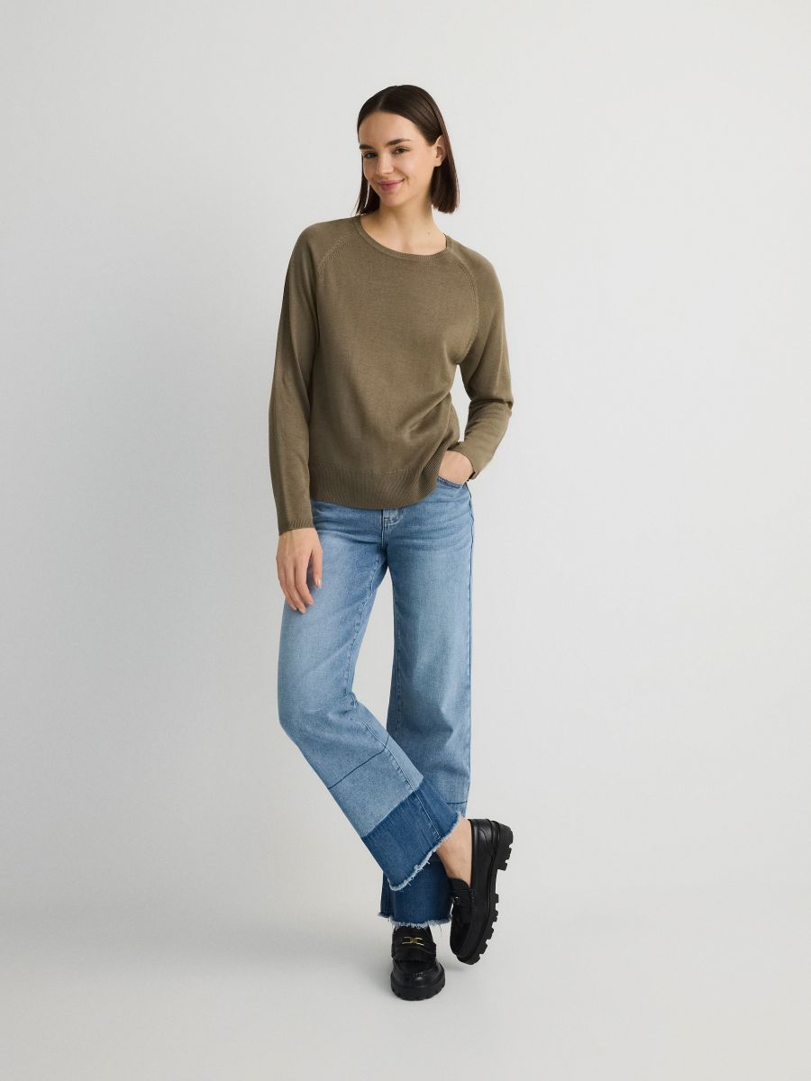 Plain viscose rich jumper - olive - RESERVED - 4