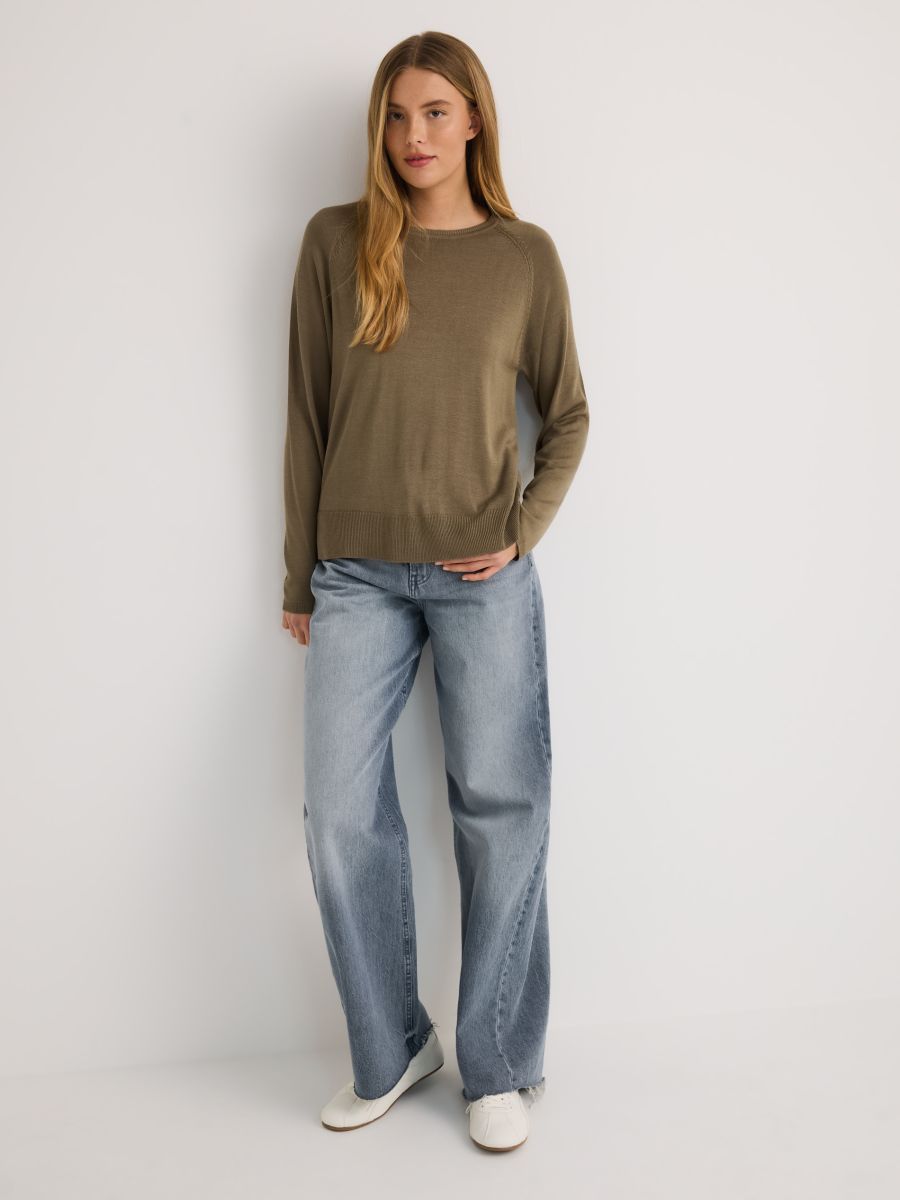 Plain viscose rich jumper - olive - RESERVED - 2