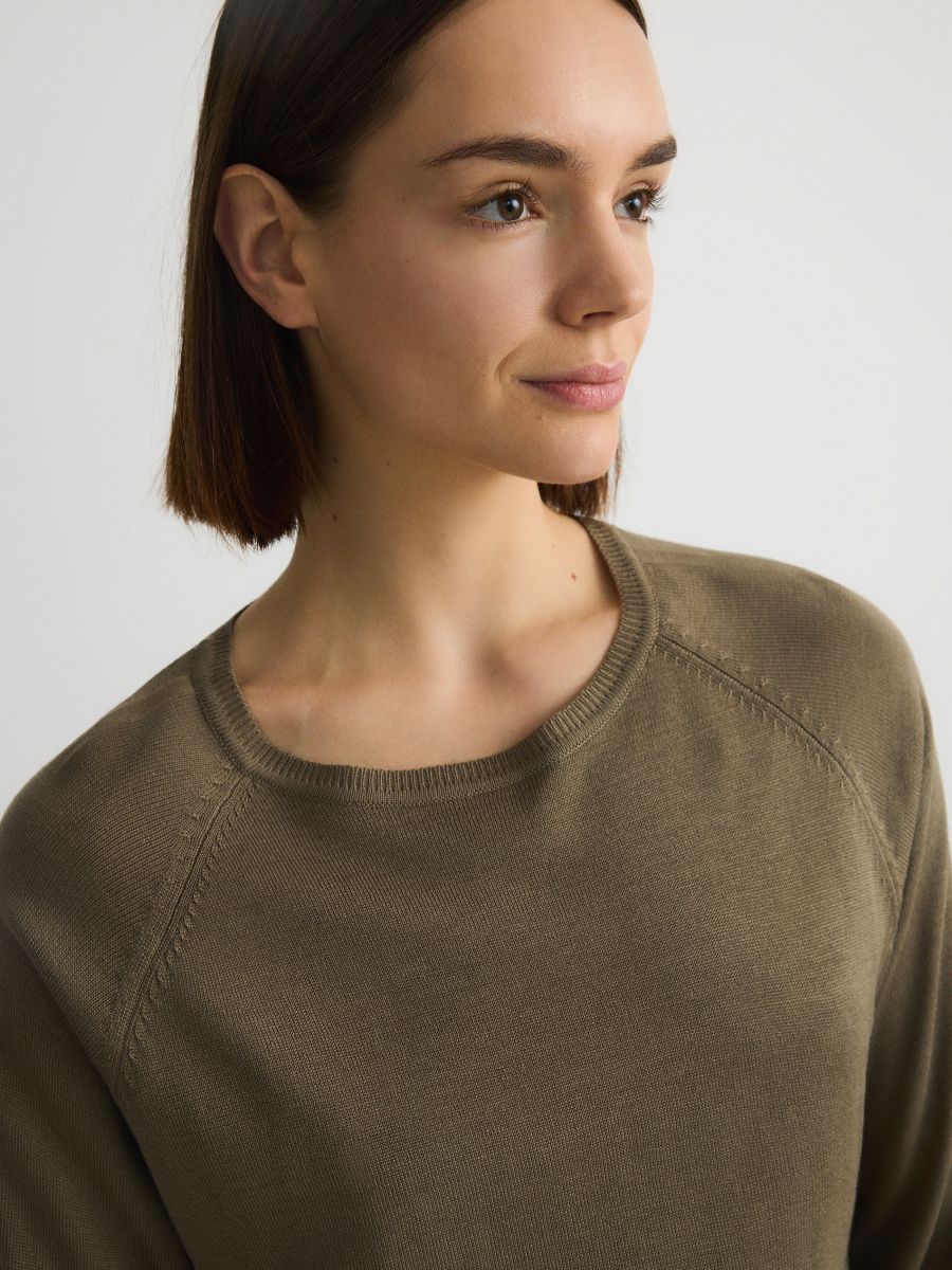 Plain viscose rich jumper - olive - RESERVED - 3