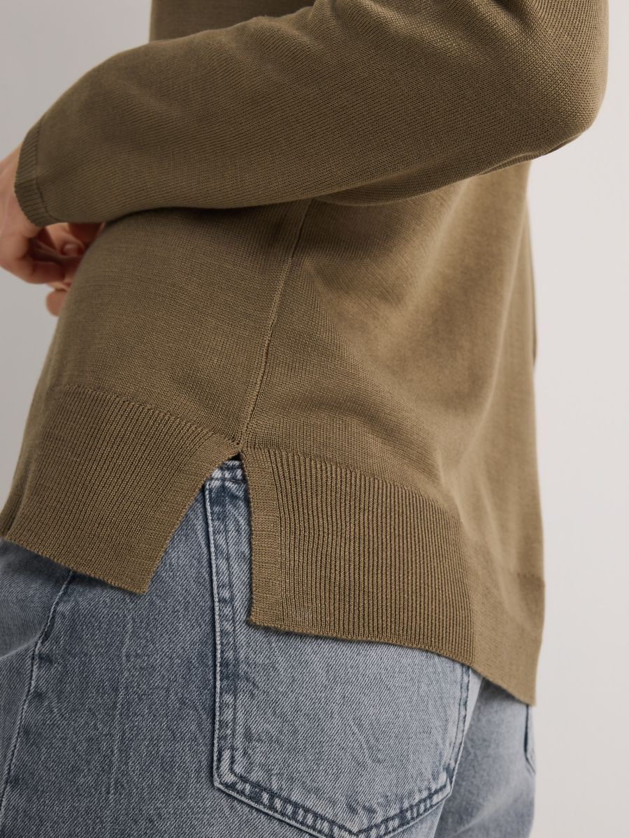Plain viscose rich jumper - olive - RESERVED - 3