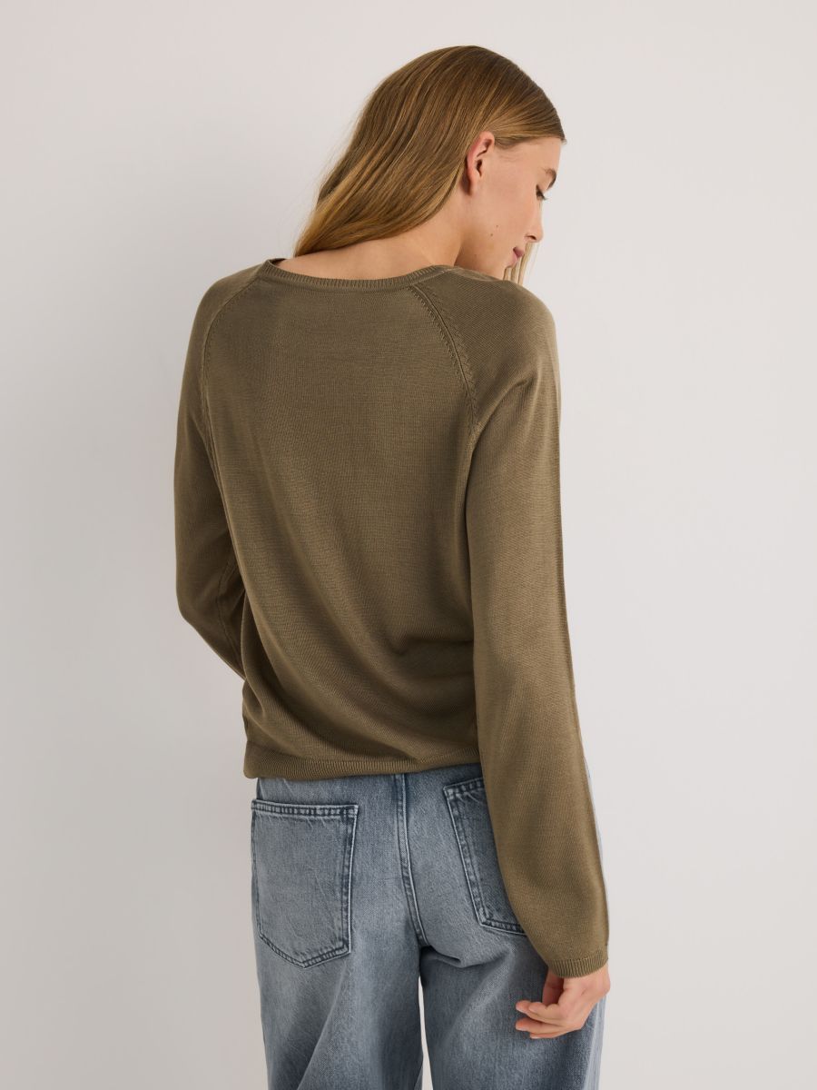 Plain viscose rich jumper - olive - RESERVED - 4