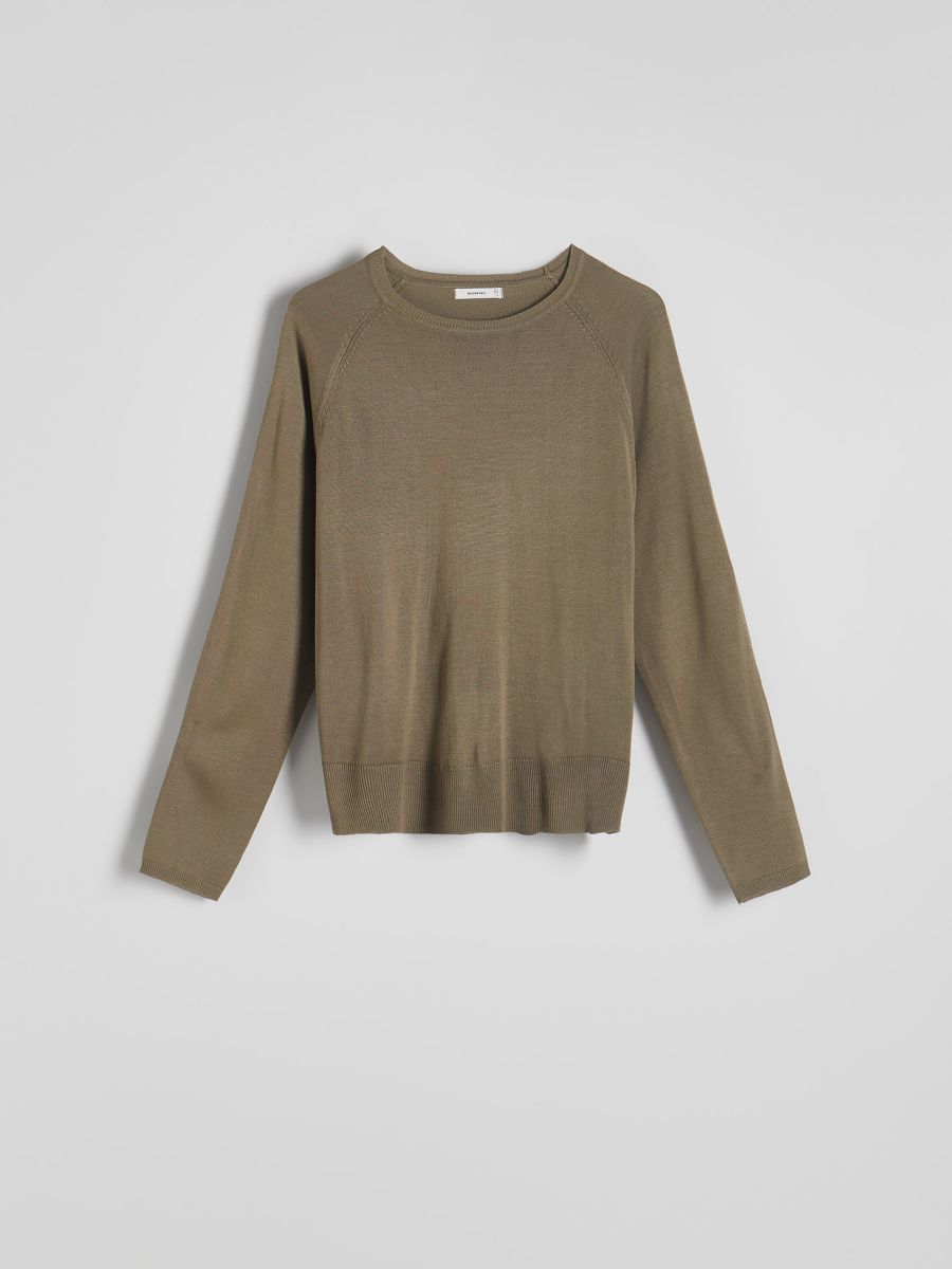 Plain viscose rich jumper - olive - RESERVED - 6