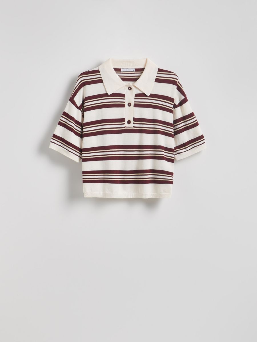 Pulover polo cu dungi - nude - RESERVED - 6