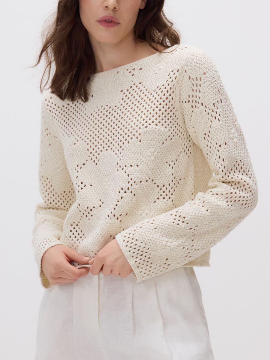 Pull à motif ajouré - nude - RESERVED - 2