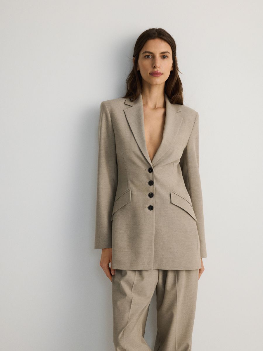 Blazer with stitches - beige - RESERVED - 3