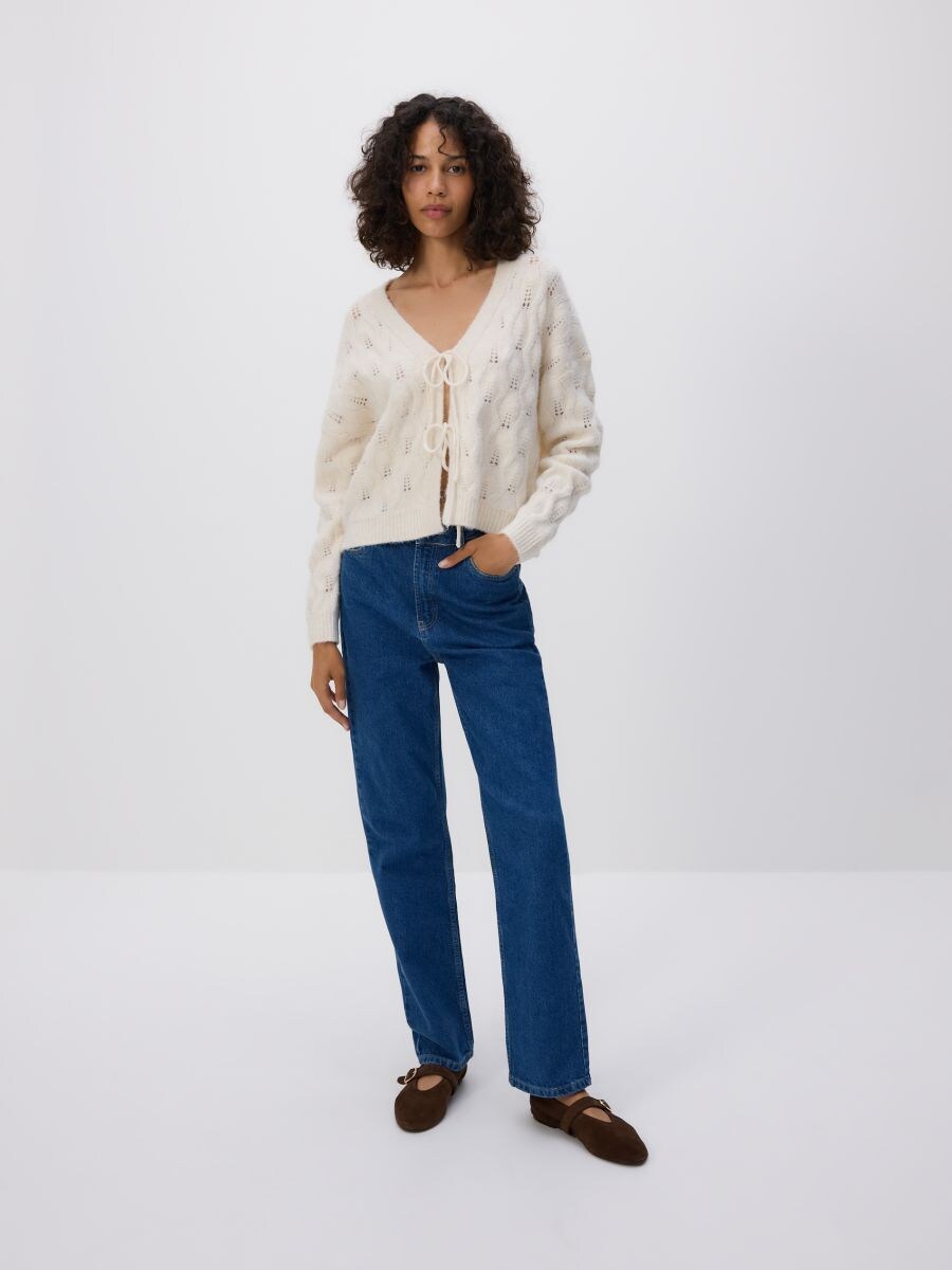 Cardigan with tie detail - nude - RESERVED