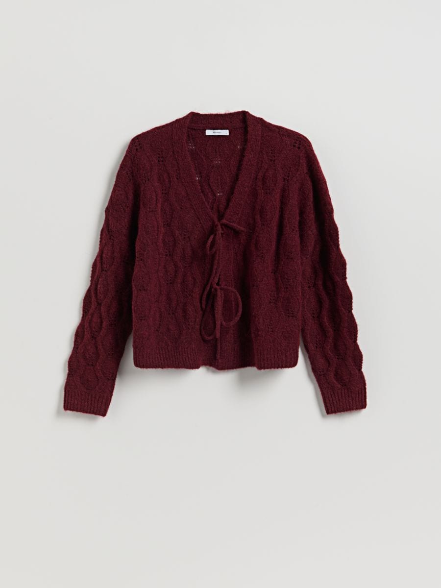 Strickjacke mit Bindedetail - kastanienbraun - RESERVED