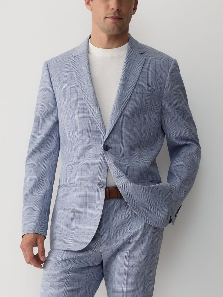 Ternet blazer i slim fit - blå - RESERVED - 4