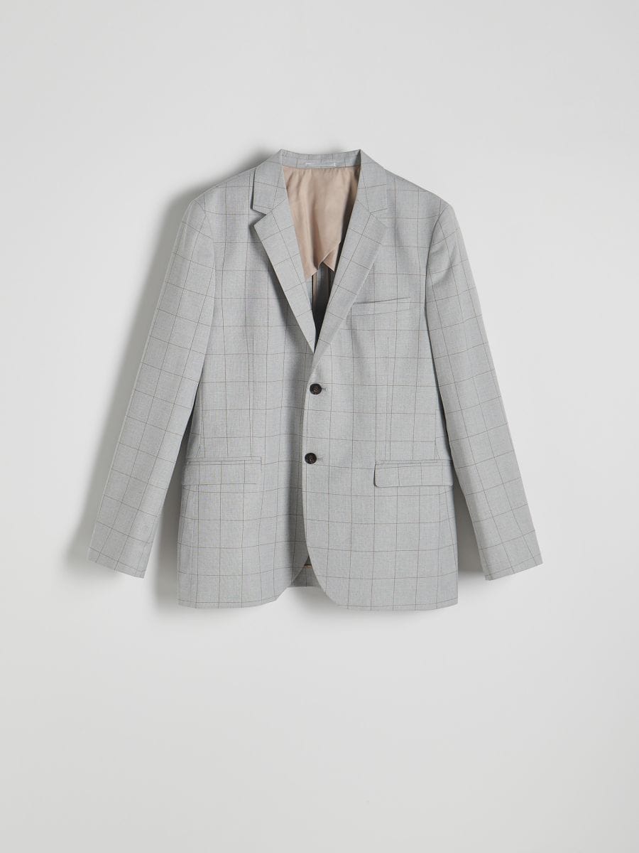 Check slim fit blazer - light grey - RESERVED