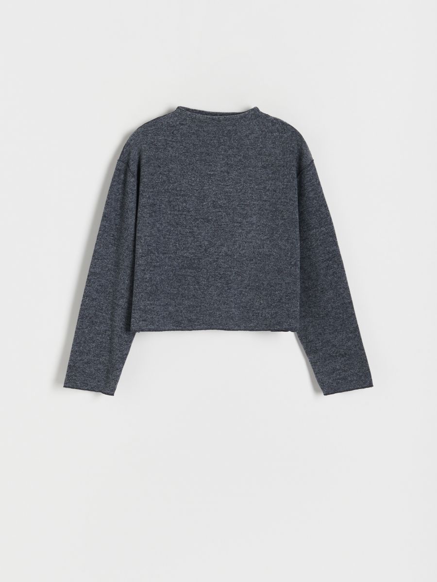 Sweatshirt with stand up collar - dark grey - RESERVED - 3