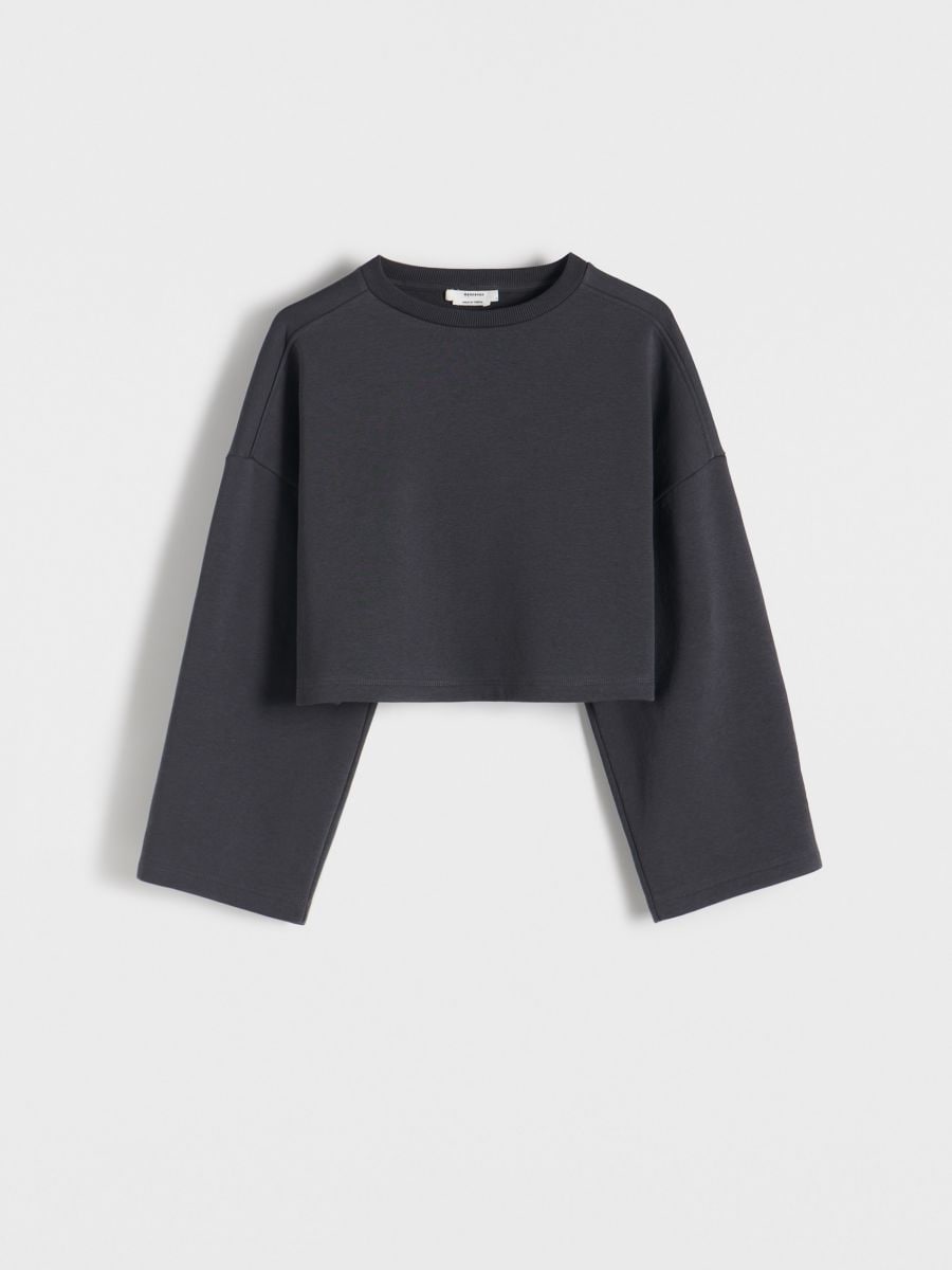 Wide sleeve sweatshirt - dark grey - RESERVED