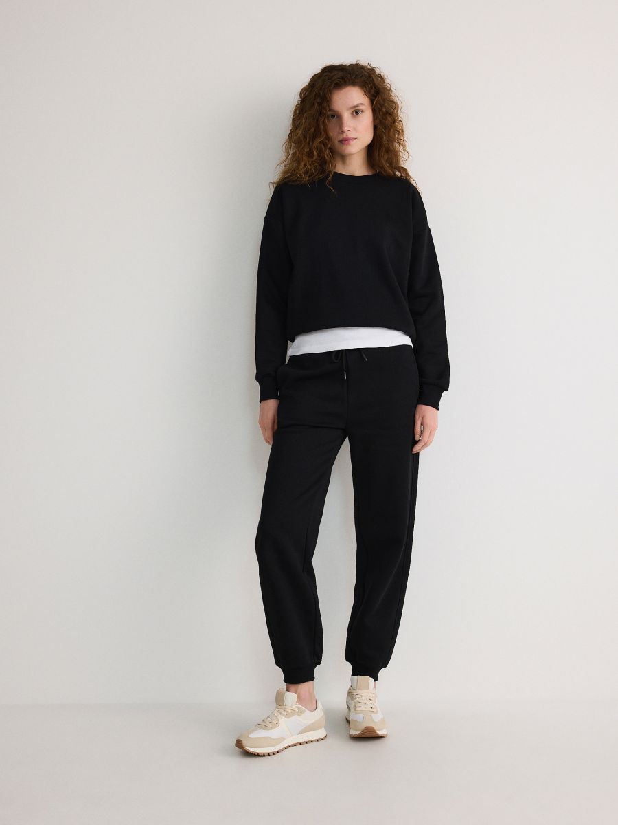 Regular cotton sweatshirt - black - RESERVED - 2