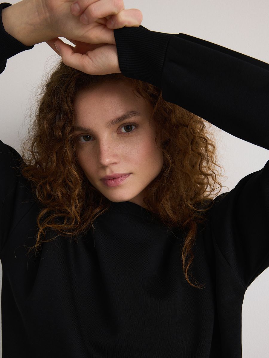 Regular cotton sweatshirt - black - RESERVED - 3