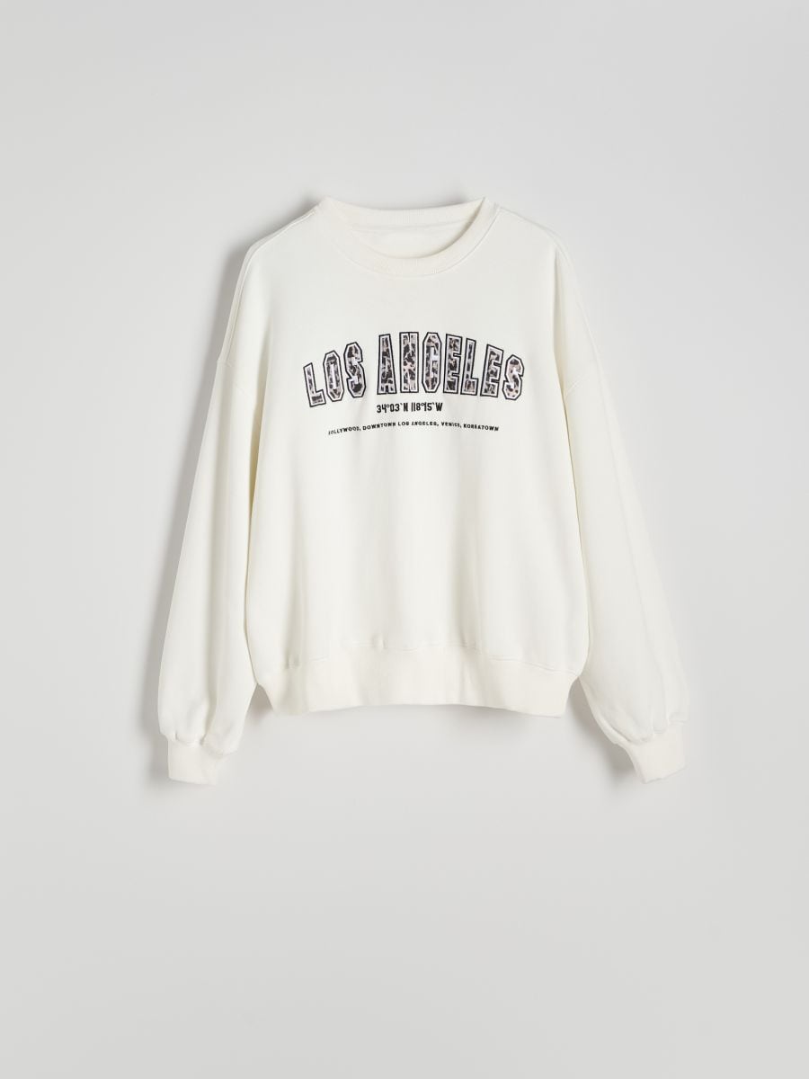 White sweatshirt with print sale