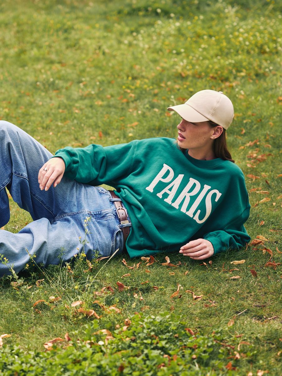 Oversized printed sweatshirt - green - RESERVED