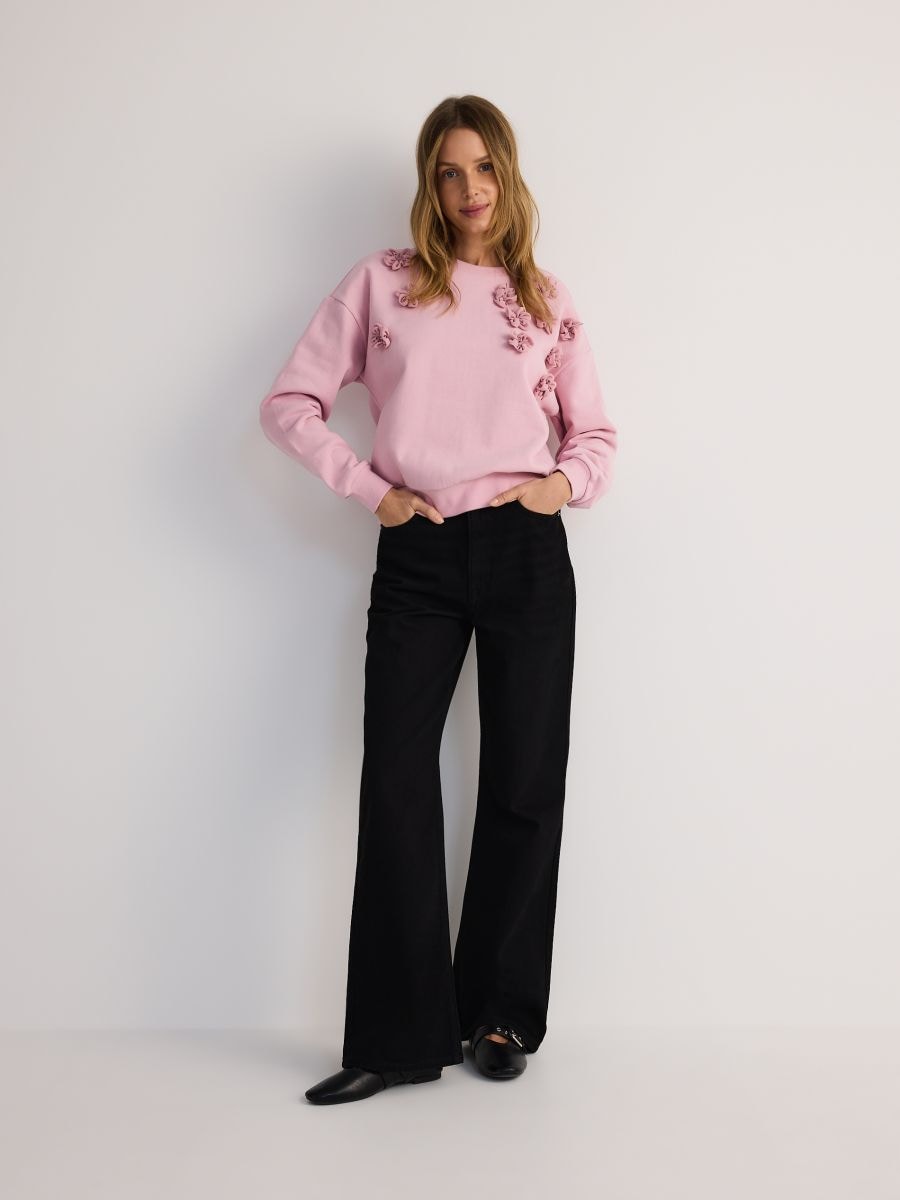 Felpa in cotone con cappuccio e applicazione - rosa pastello - RESERVED - 5