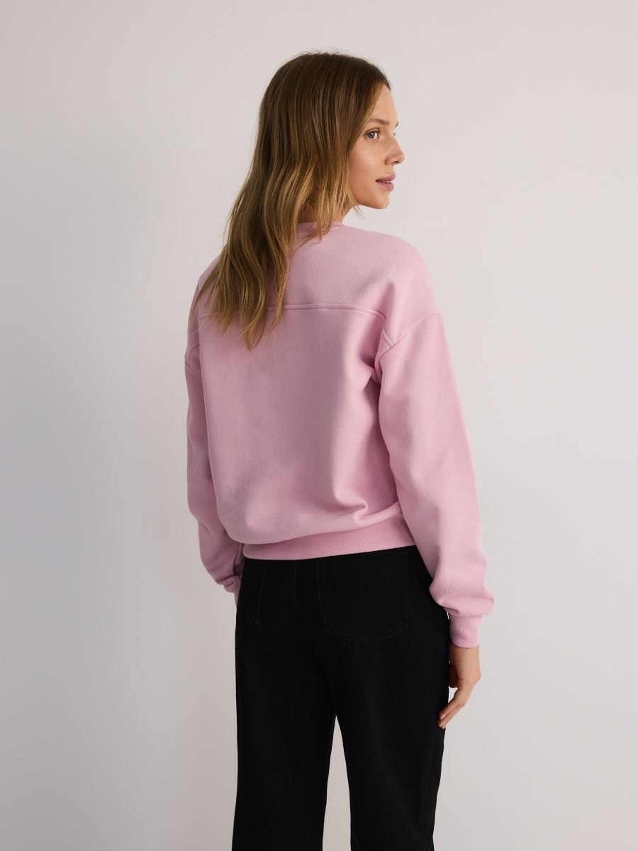 Felpa in cotone con cappuccio e applicazione - rosa pastello - RESERVED - 7