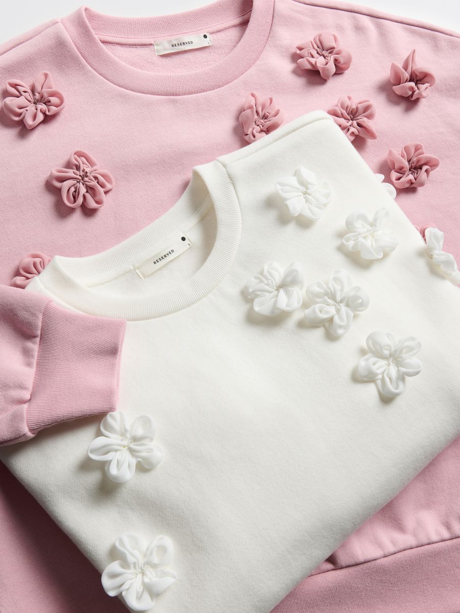 Felpa in cotone con cappuccio e applicazione - rosa pastello - RESERVED - 2