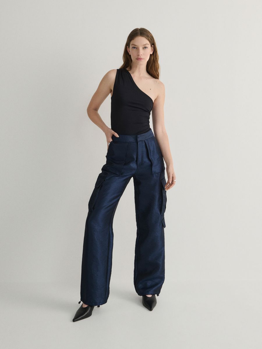 Cargo trousers with decorative pockets - navy - RESERVED - 4