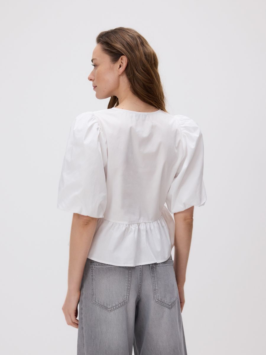 Tie blouse with peplum - white - RESERVED - 5