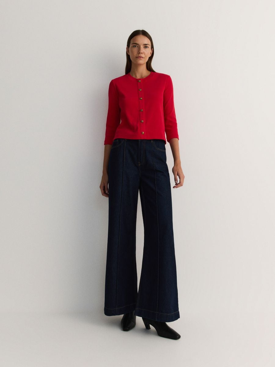 Bomuldsbluse med knapper - rød - RESERVED - 2