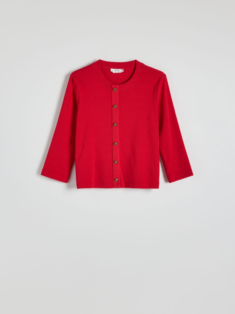 Bomuldsbluse med knapper - rød - RESERVED - 5