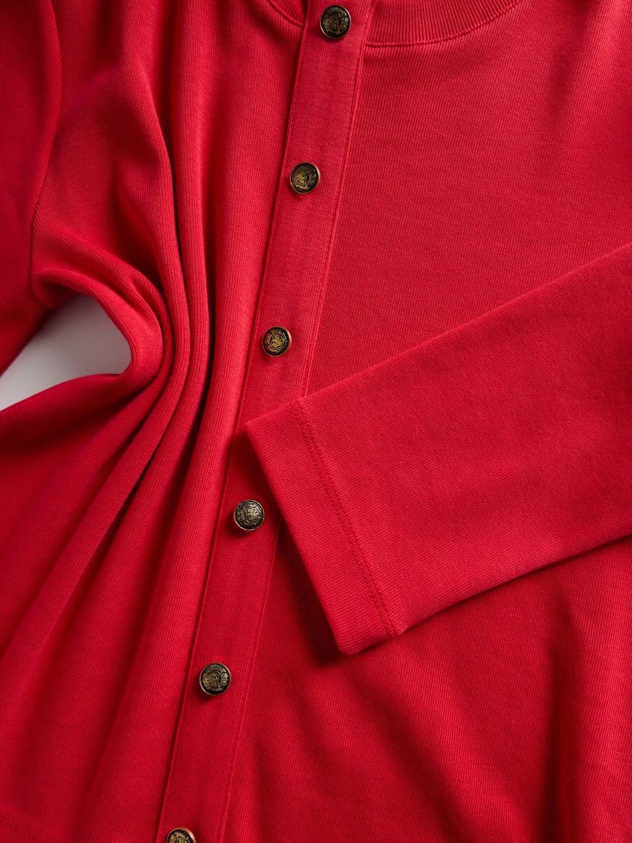 Bomuldsbluse med knapper - rød - RESERVED - 6