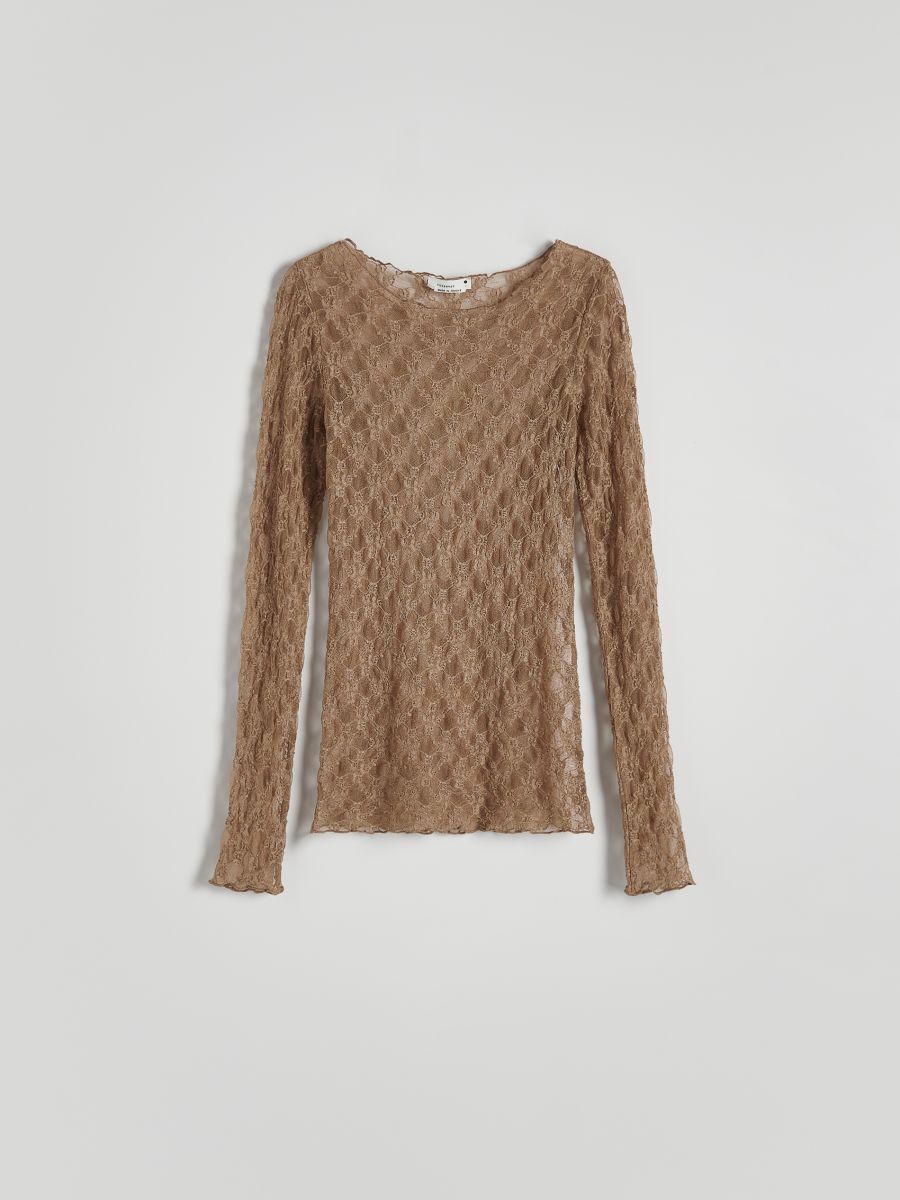 Mesh jersey long sleeve top - dusty brown - RESERVED - 3