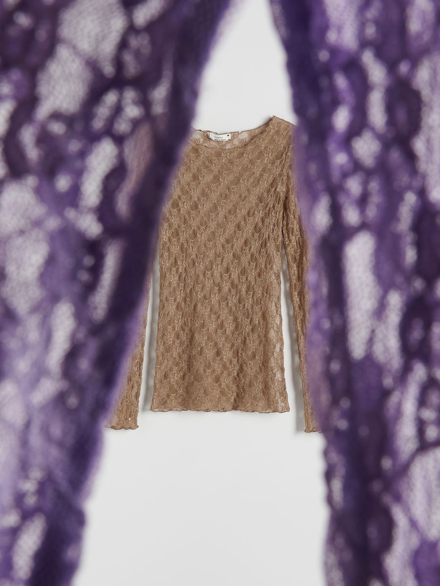 Mesh jersey long sleeve top - dusty brown - RESERVED - 5