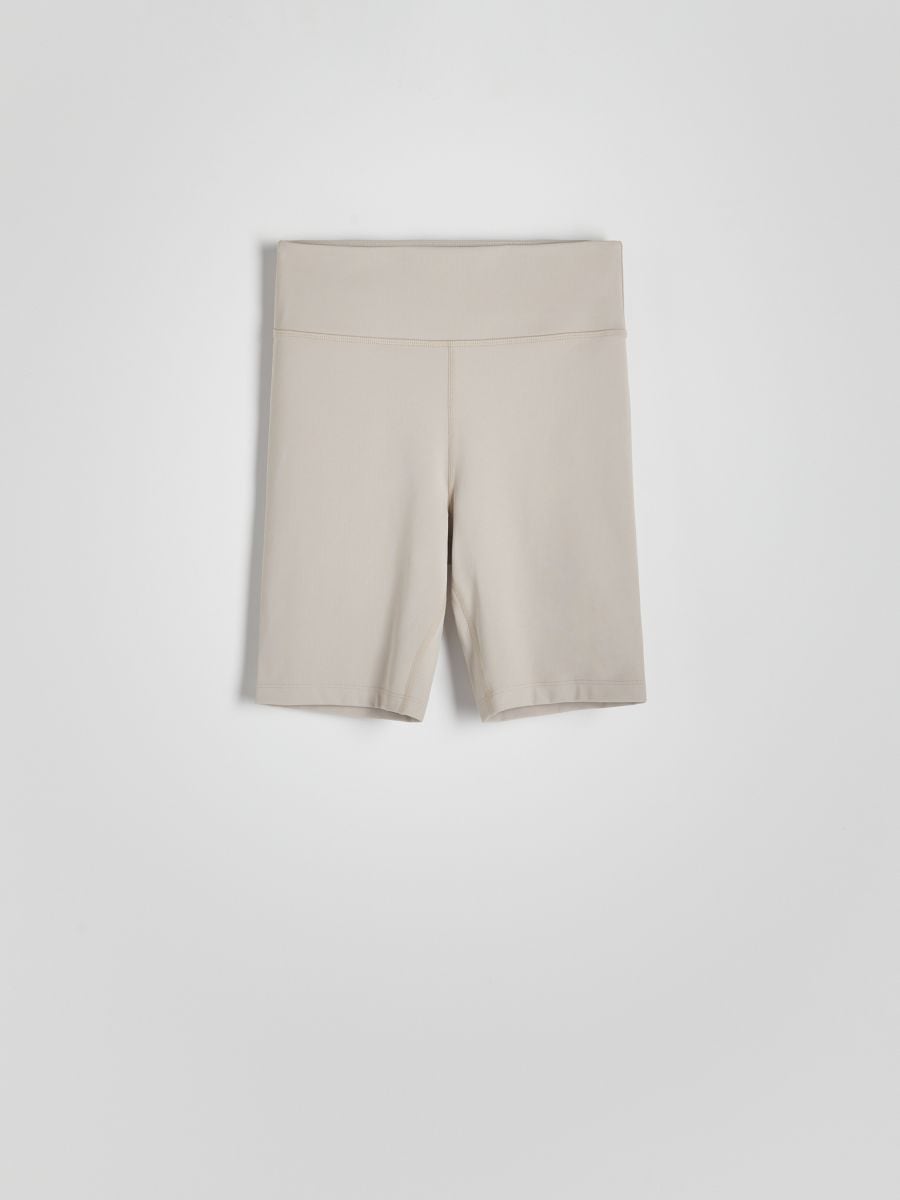 Biker shorts with stitching - beige - RESERVED - 3