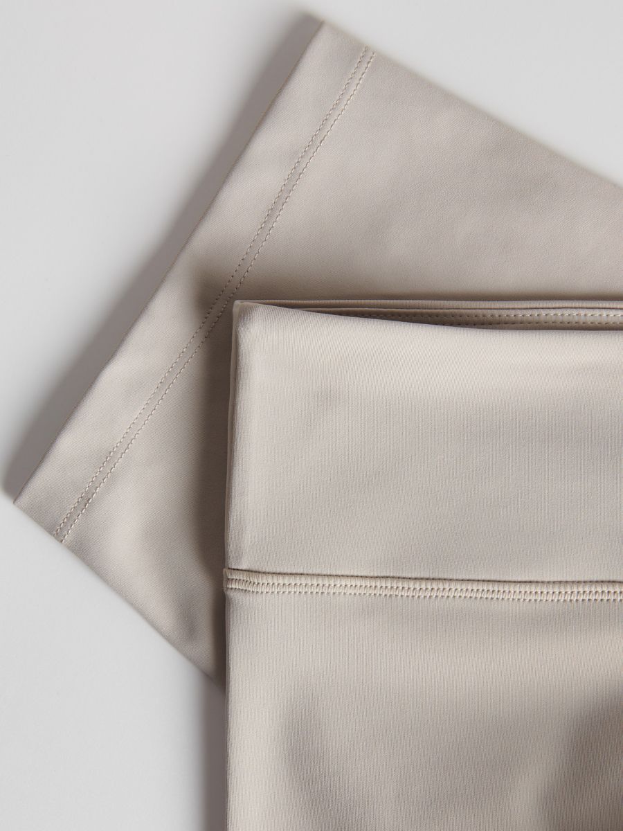 Biker shorts with stitching - beige - RESERVED - 4