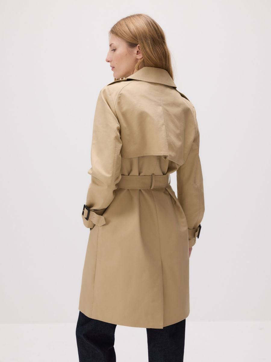 Double-breasted trench coat with belt COLOUR beige Double-breasted trench coat with belt COLOUR beige