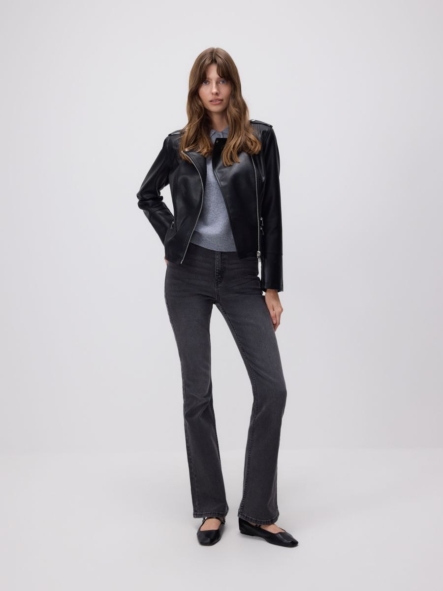 Faux leather biker jacket - black - RESERVED