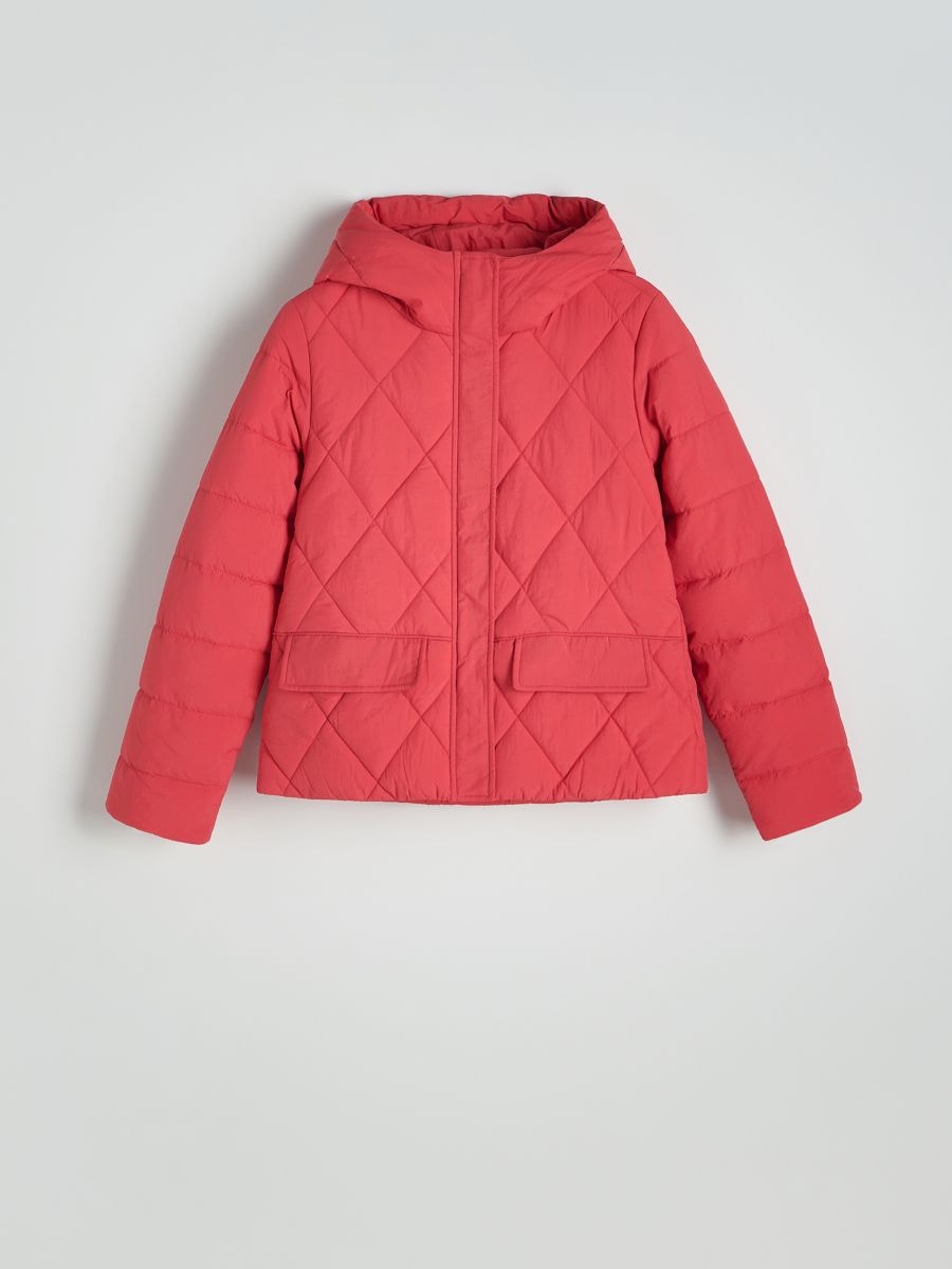 Quilted jacket with hood - red - RESERVED