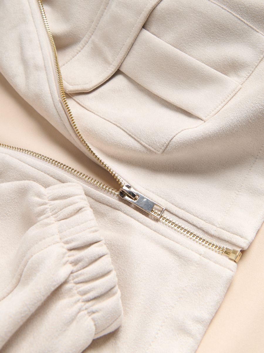 Veste oversize en imitation daim - crème - RESERVED - 2