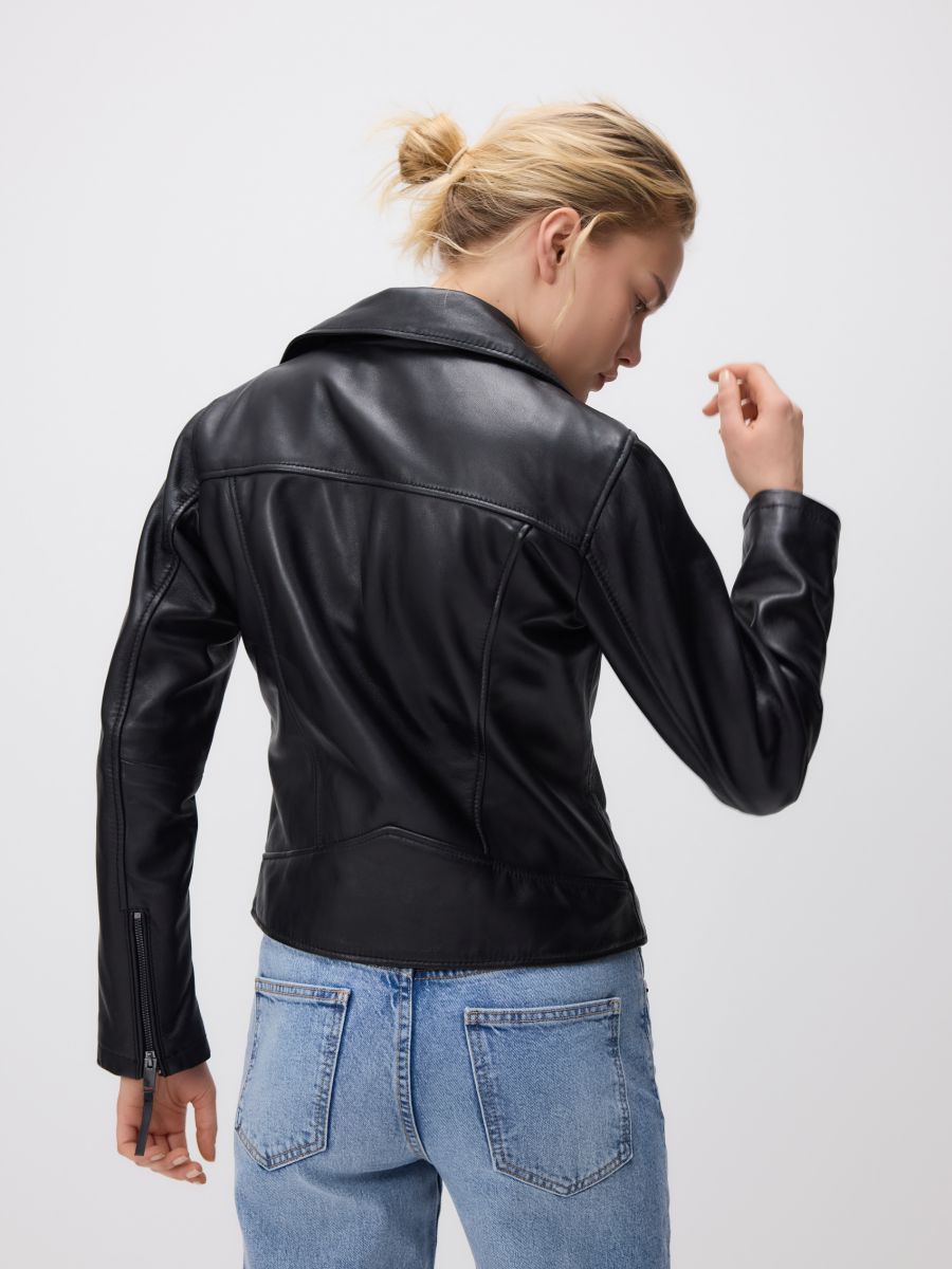 Bikerjacka i läder - SVART - RESERVED - 6