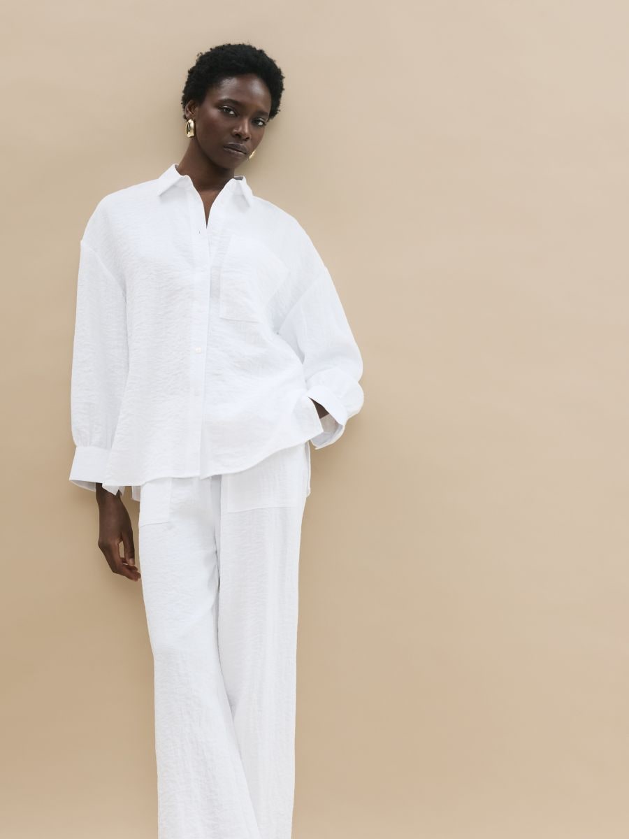 Loose trousers with viscose - white - RESERVED - 2