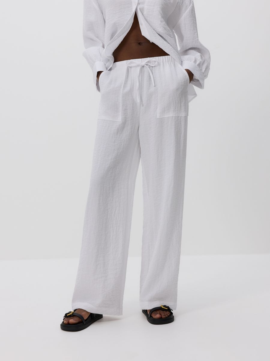 Loose trousers with viscose - white - RESERVED - 3