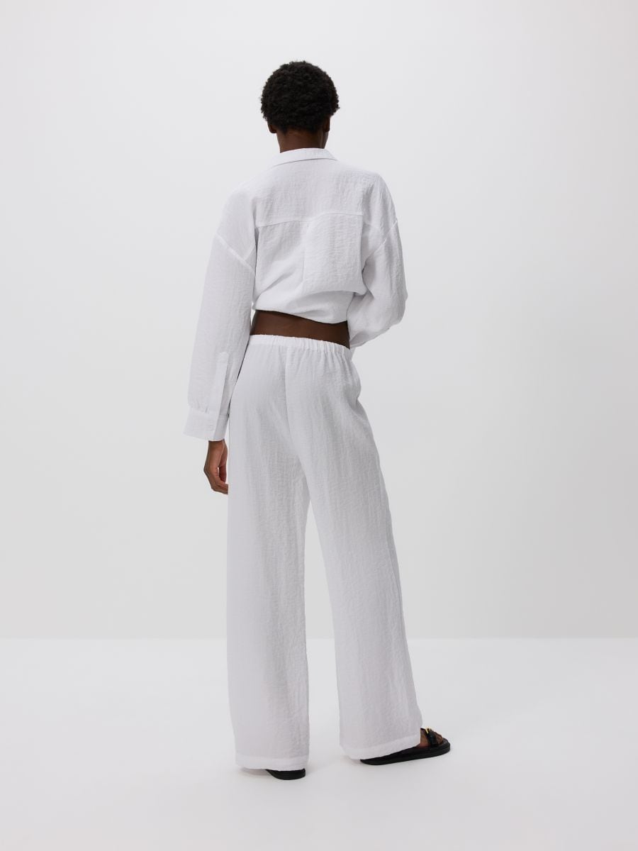 Loose trousers with viscose - white - RESERVED - 4