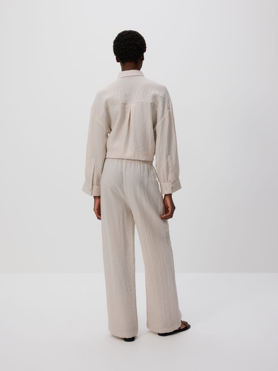 Loose trousers with viscose - beige - RESERVED - 2