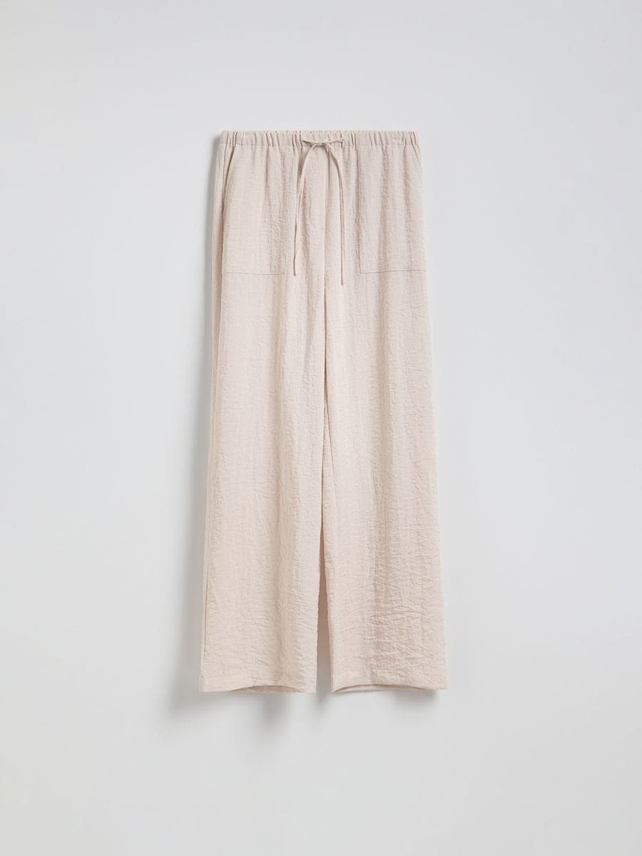 Loose trousers with viscose - beige - RESERVED - 5