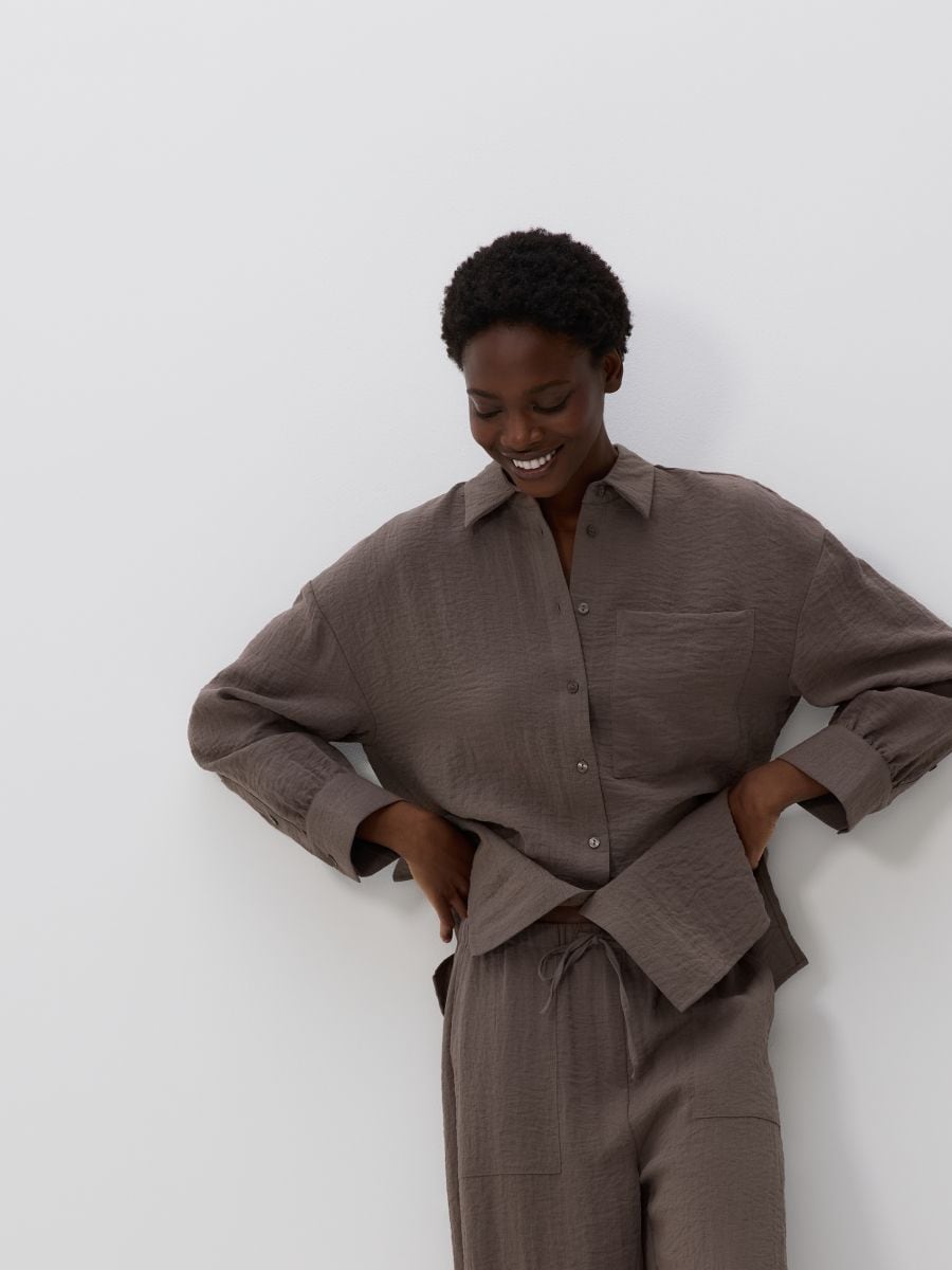 Loose trousers with viscose - coffee - RESERVED - 4