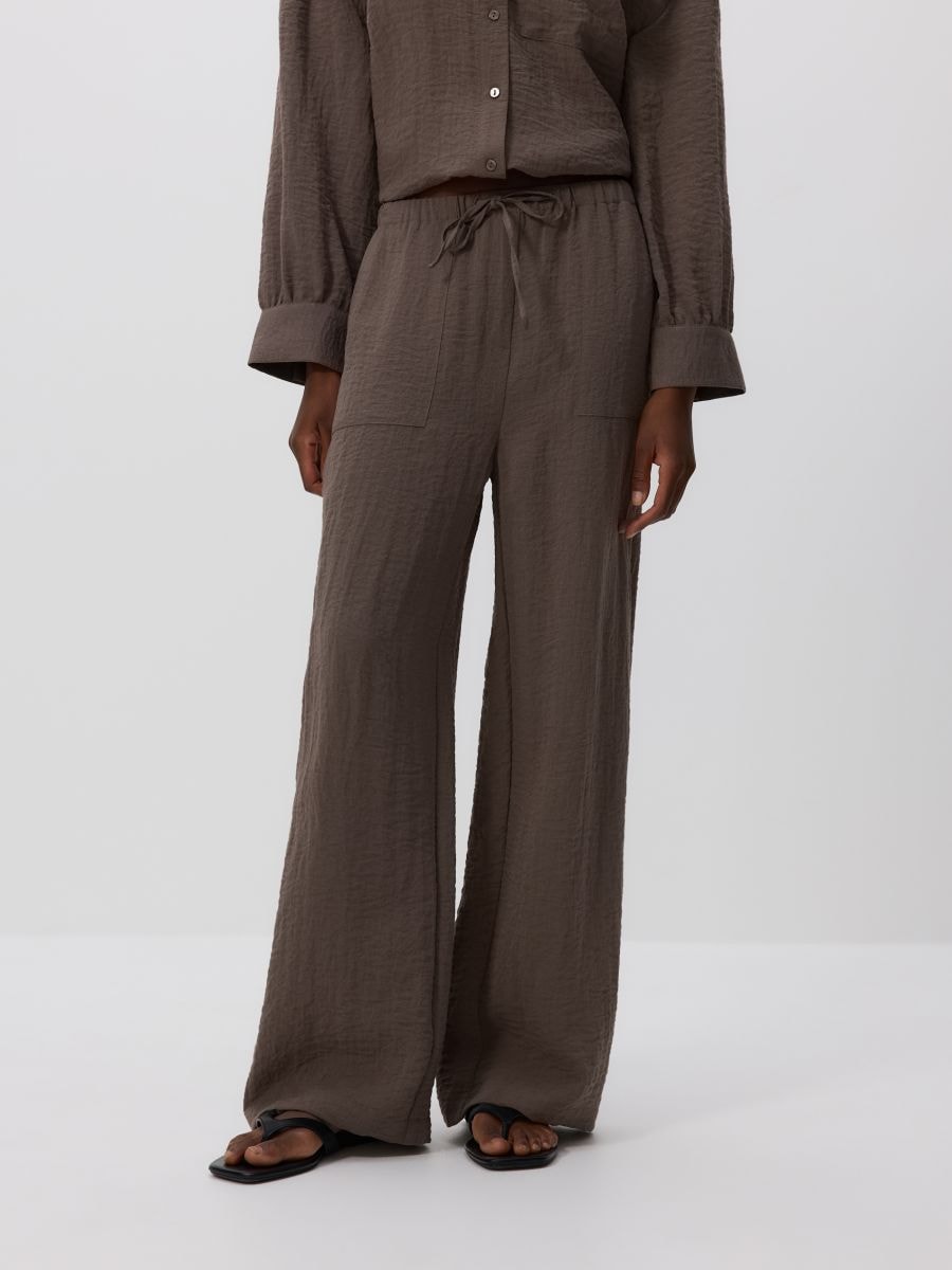 Loose trousers with viscose - coffee - RESERVED - 5